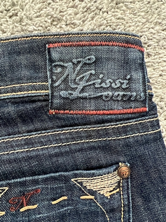 Nissi Juniors Dark Blue Straight-Leg Jeans Pocket Embroidery Hip Stitch -Size 11 - Picture 6 of 12